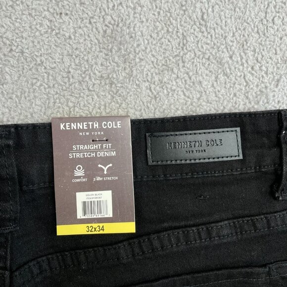 NEW Kenneth Cole Men's 32x34 Black Straight Fit Stretch Denim Jeans Cotton Blend - Picture 8 of 10
